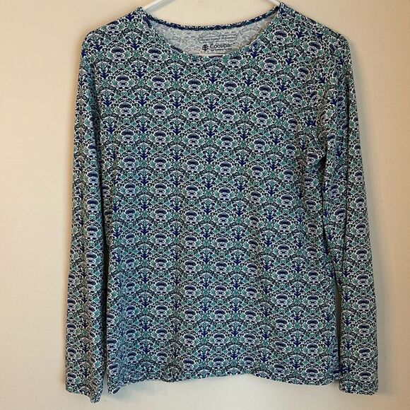 Coolibar Women UPF 50+ UV Protection geometric cotton long sleeve t-shirt Small - Picture 1 of 8